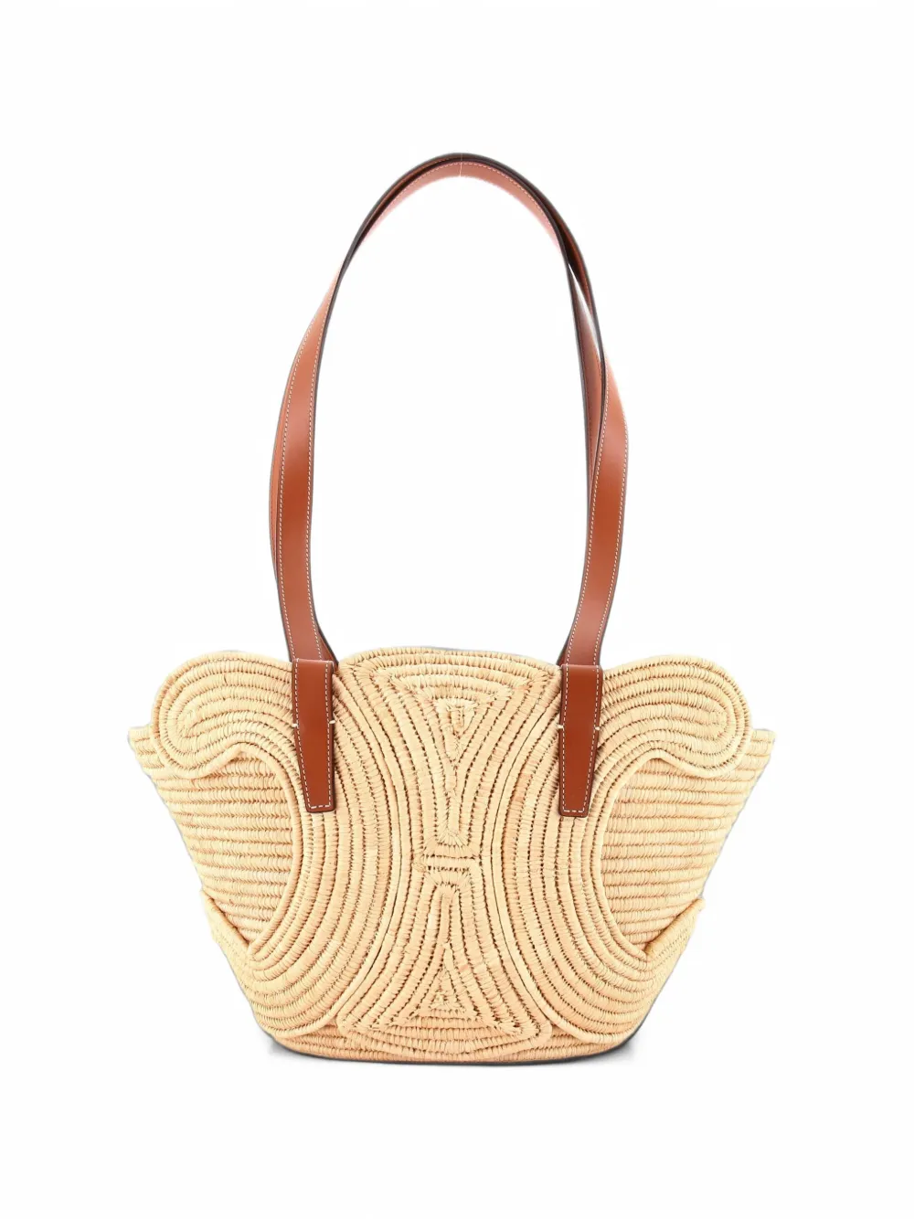Celine Pre-Owned Triomphe Basket Shoulder Bag Braided Raffia and Leather Small tote bag - Brown