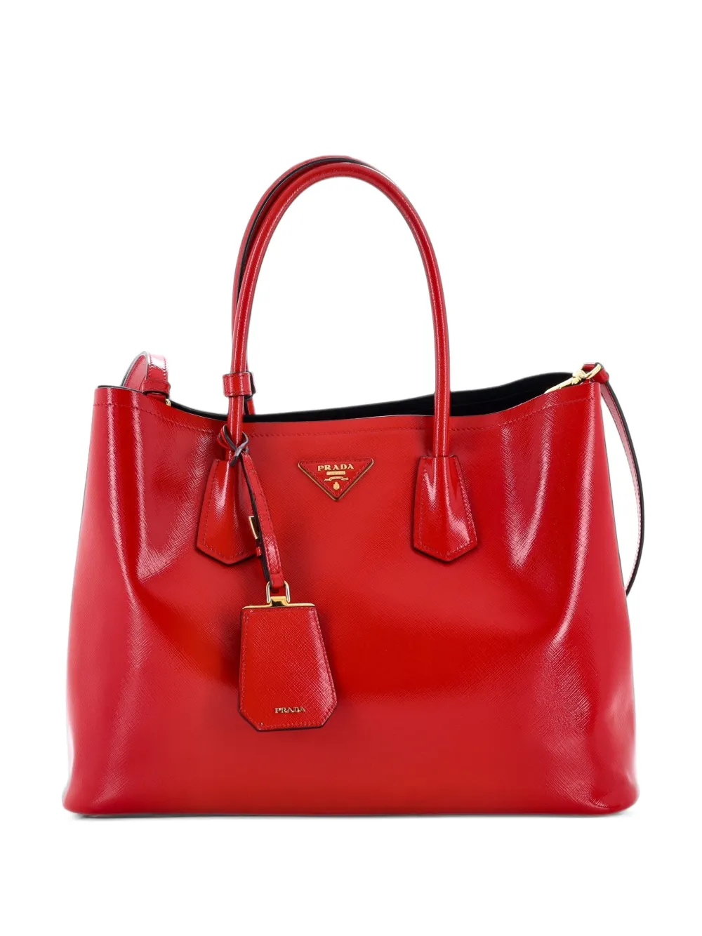 Prada Pre-Owned Cuir Double Vernice Saffiano Leather Medium tote bag - Rosso