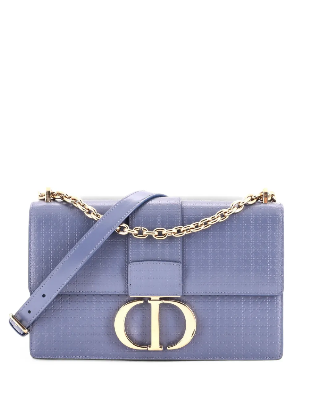 Christian Dior Pre-Owned 30 Montaigne Chain Flap Bag Micro Cannage Metallic Calfskin crossbody bag - Blue