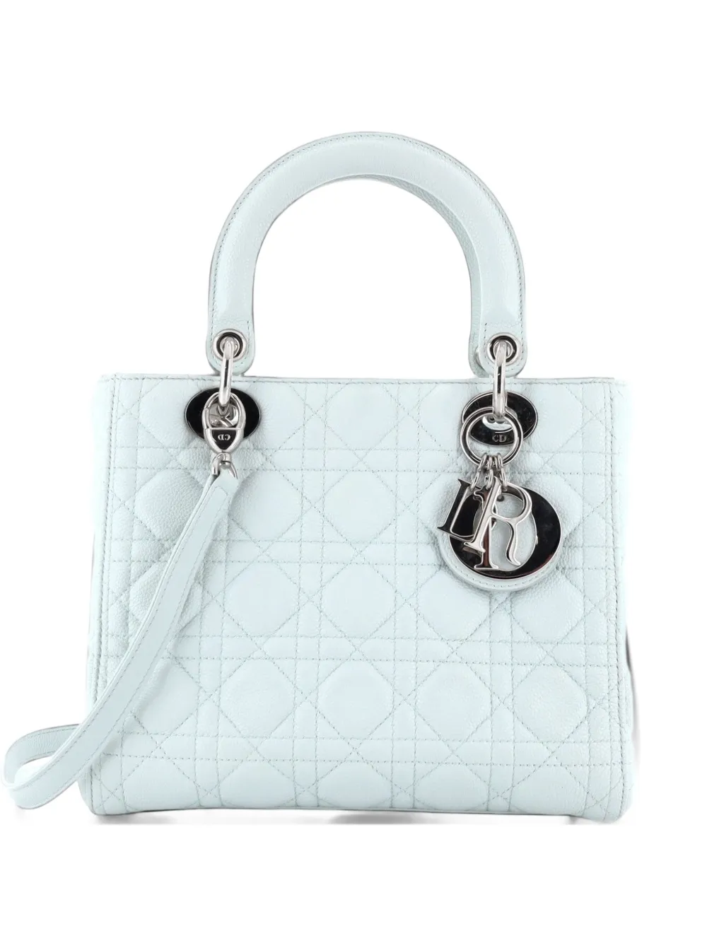 Christian Dior Pre-Owned Lady Dior Bag Cannage Quilt Grained Calfskin Medium satchel - Verde