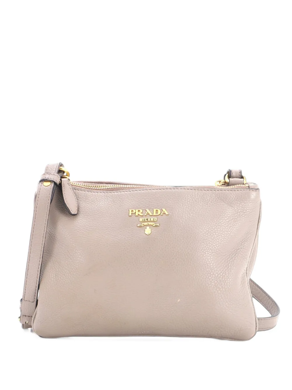 Prada Pre-Owned Double Zip Vitello Daino Small crossbody bag - Grigio