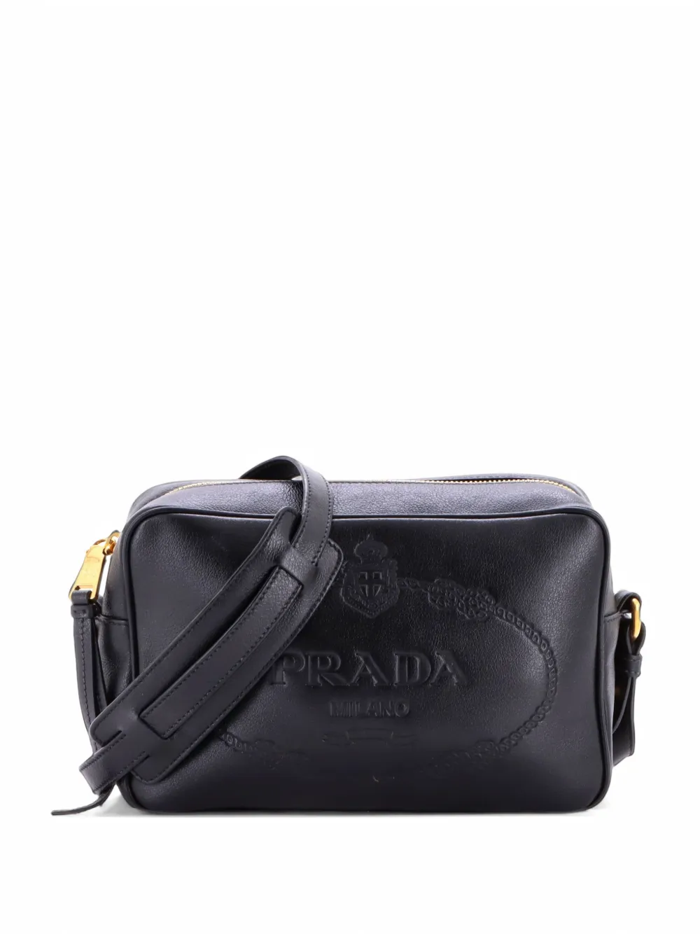 Prada Pre-Owned Logo Camera Bag Embossed Leather Small crossbody bag - Nero