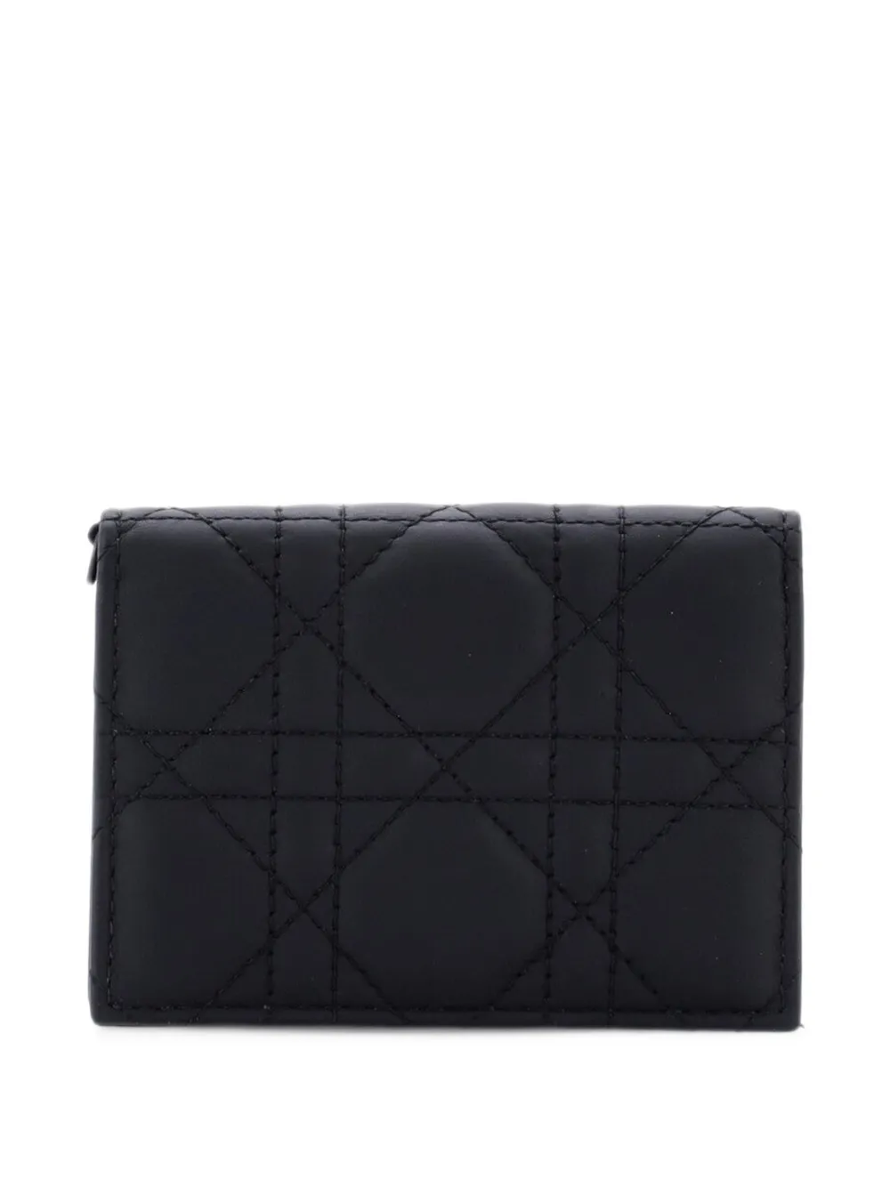 Christian Dior Pre-Owned Ultra Matte Lady Dior Flap Case Cannage Quilt Calfskin card holder - Nero