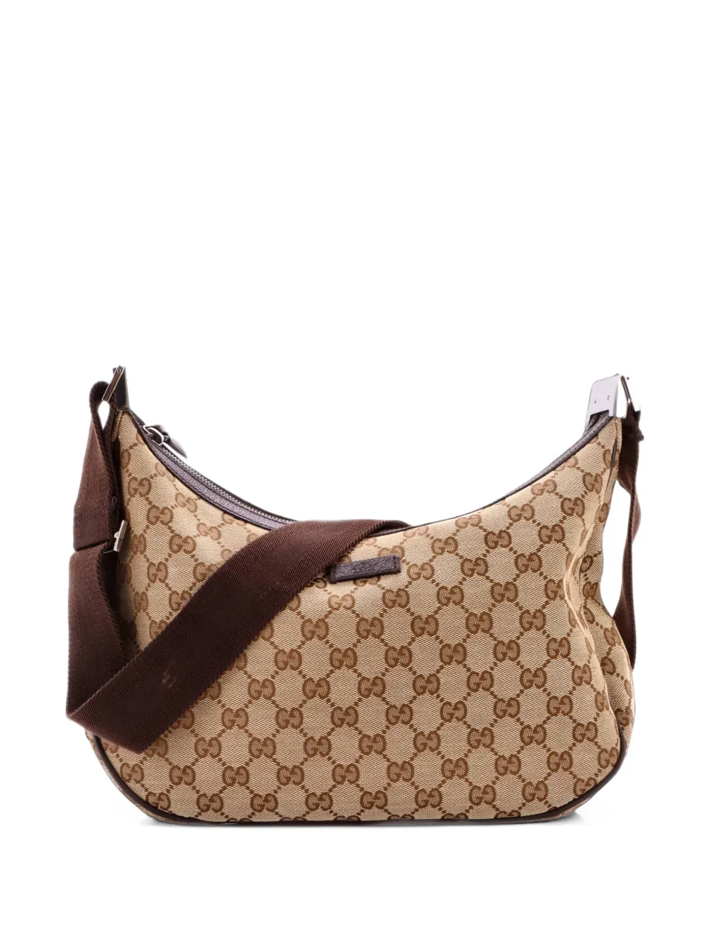 Gucci Pre-Owned Saddle Zip Messenger Bag GG Canvas with Leather Medium crossbody bag - Marrone