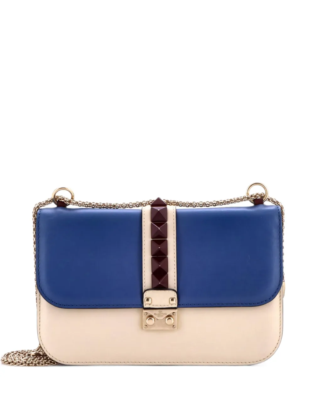 Valentino Garavani Pre-Owned Glam Lock Leather Medium shoulder bag - Blu