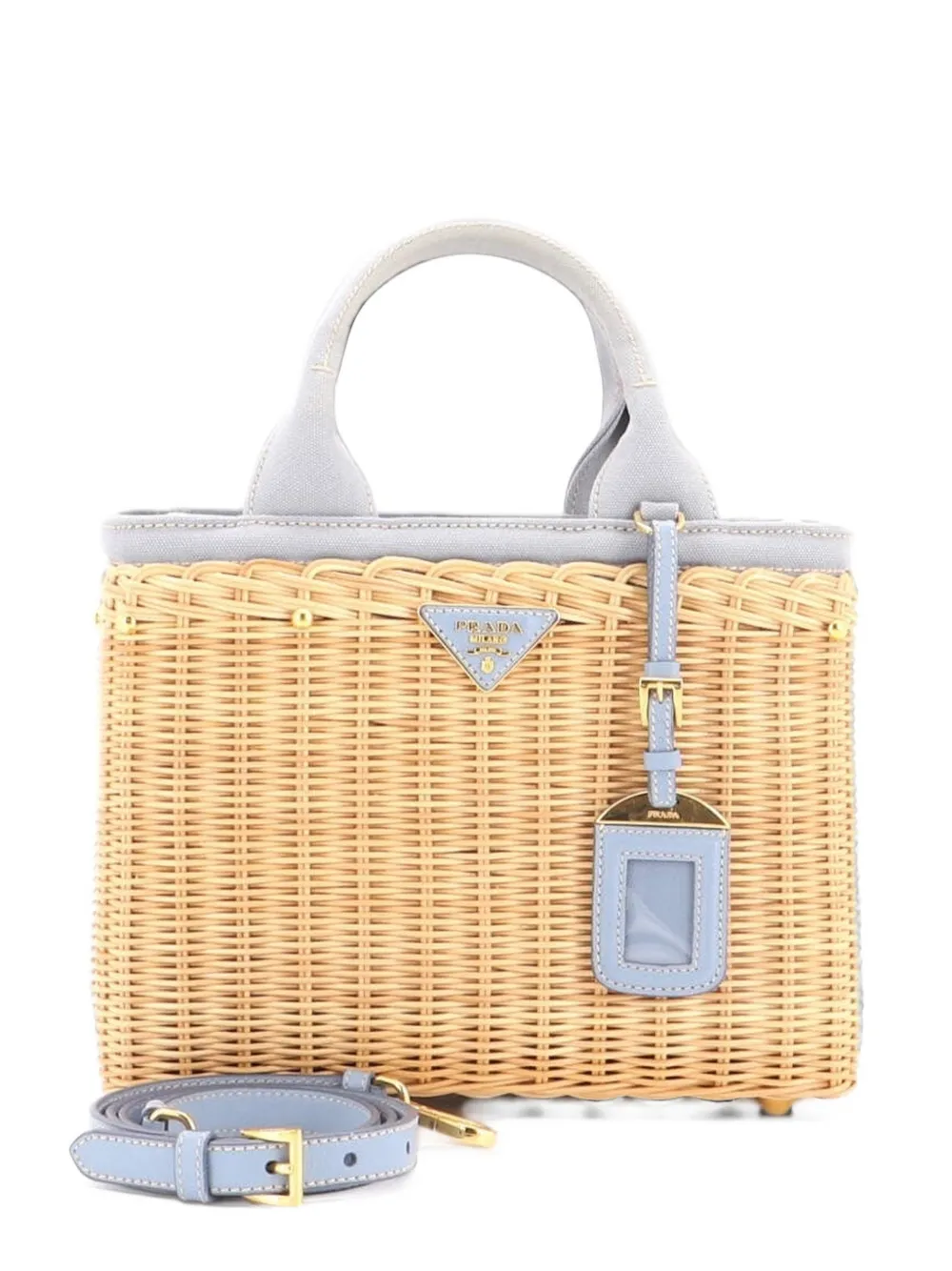 Prada Pre-Owned Basket Bag Wicker with Canapa Small satchel - Toni neutri