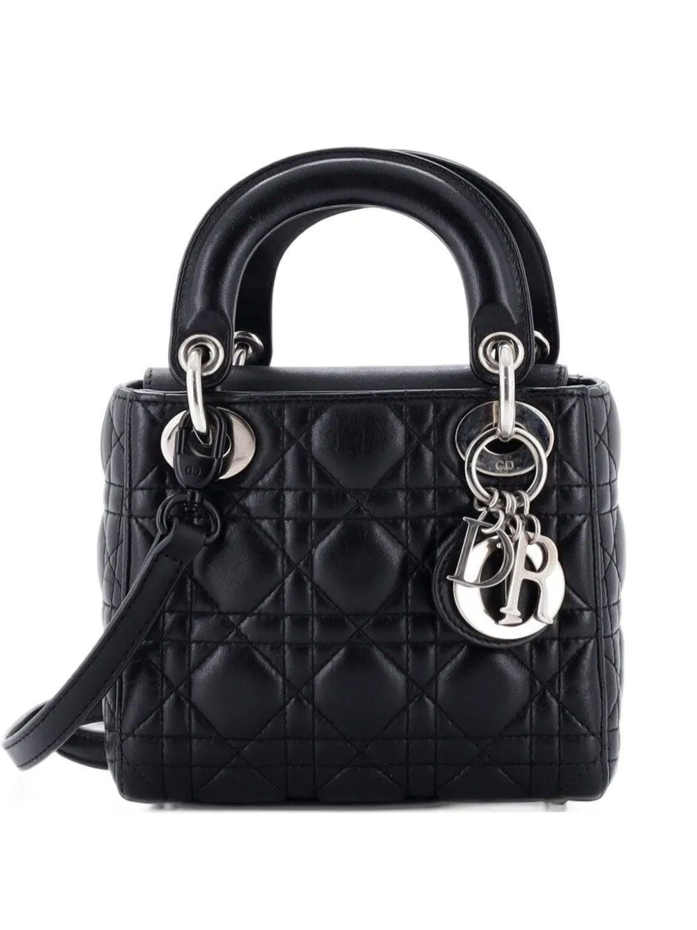 Christian Dior Pre-Owned Lady Dior Bag Cannage Quilt Lambskin Mini satchel - Black