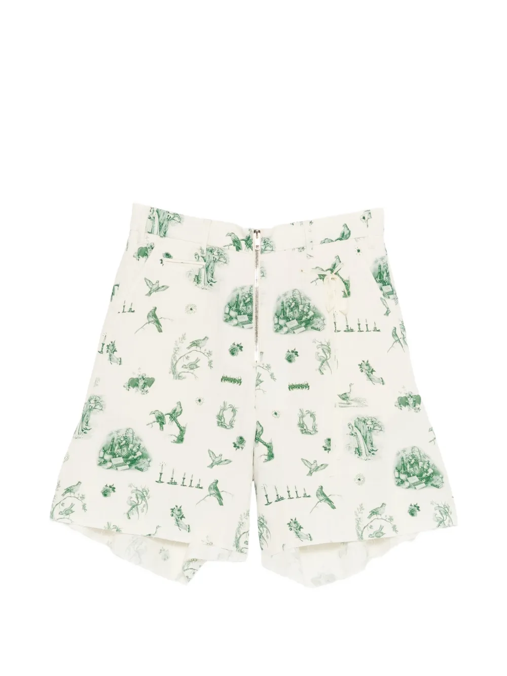 midorikawa graphic-print raw-edge shorts - Toni neutri