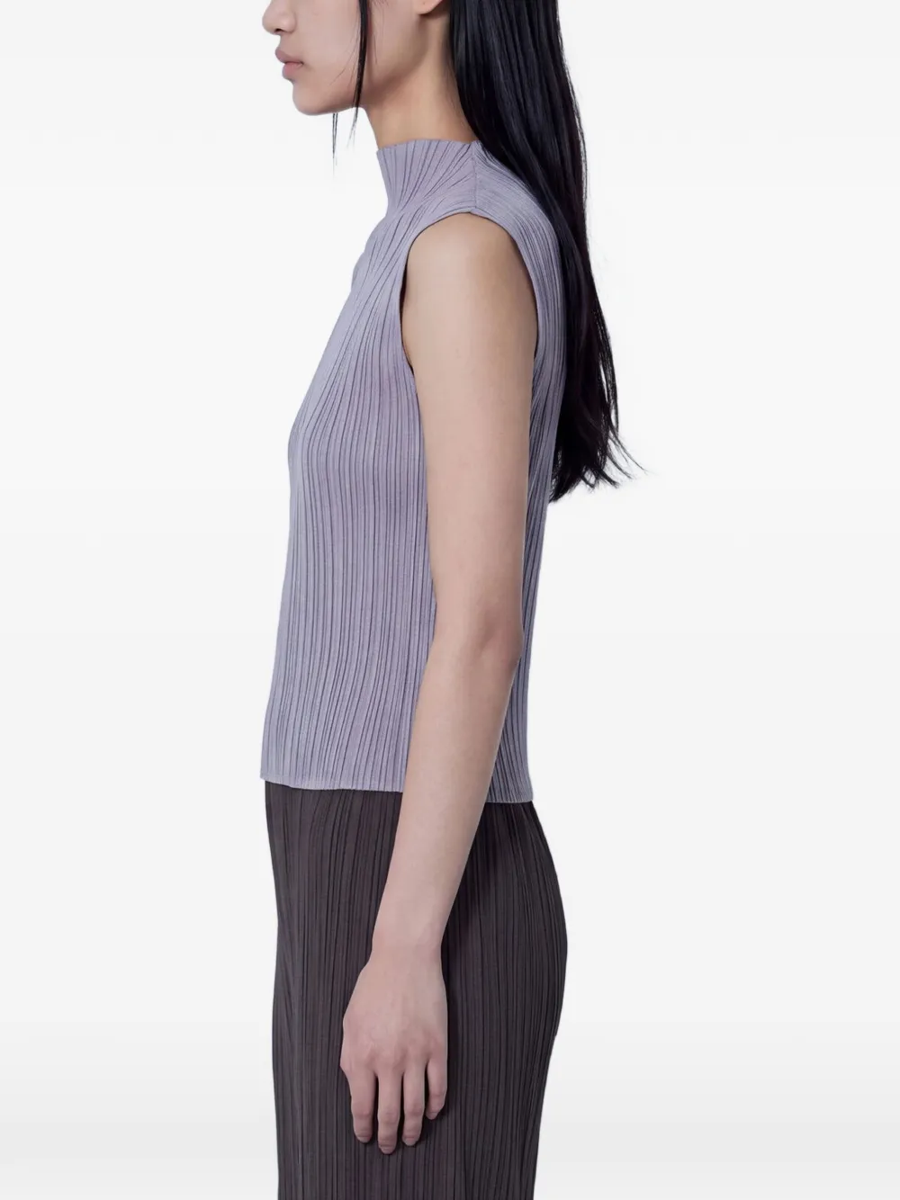 Pleats Please Issey Miyake pleated high-neck top Paars
