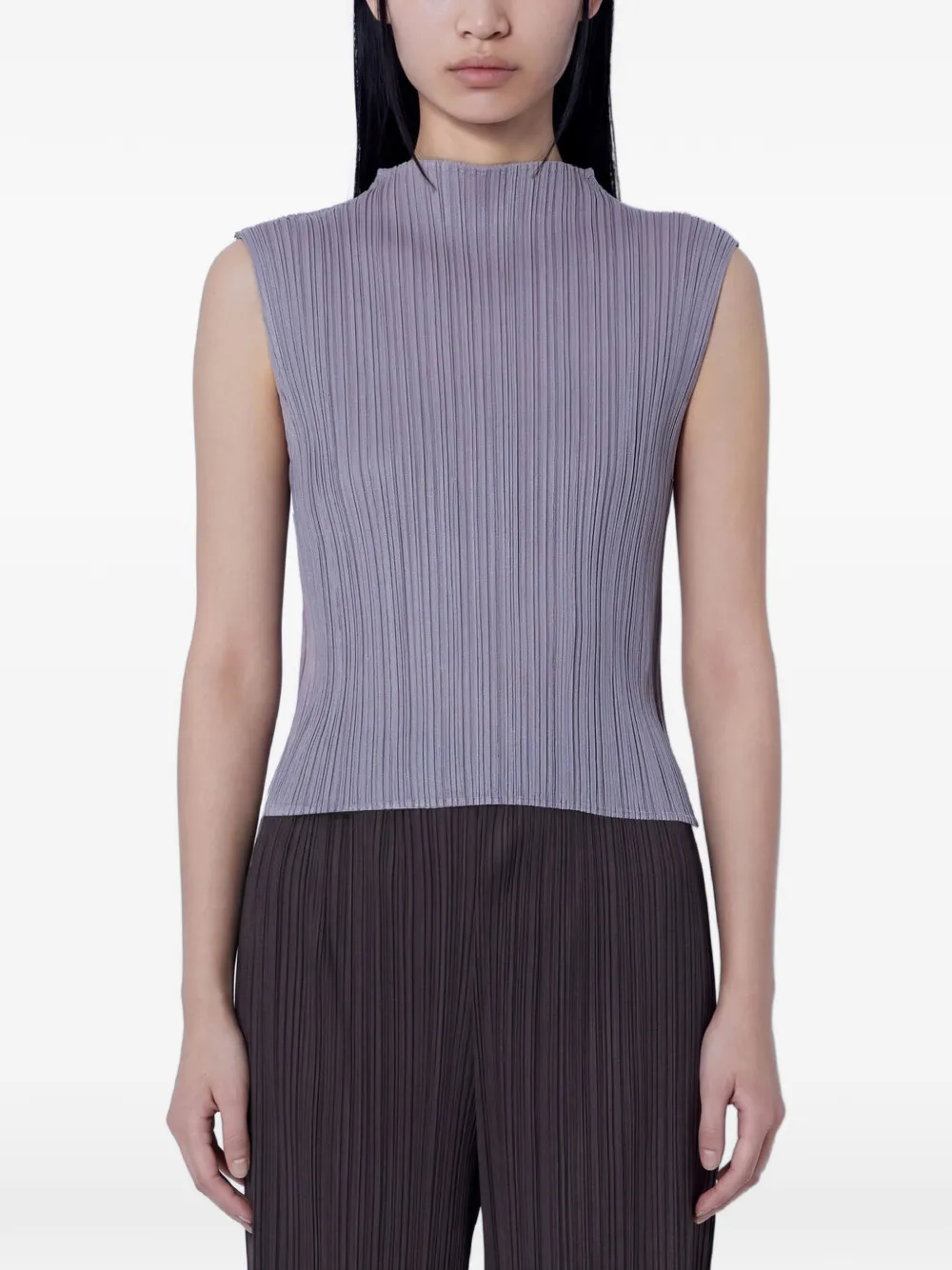 Pleats Please Issey Miyake pleated high-neck top - Viola