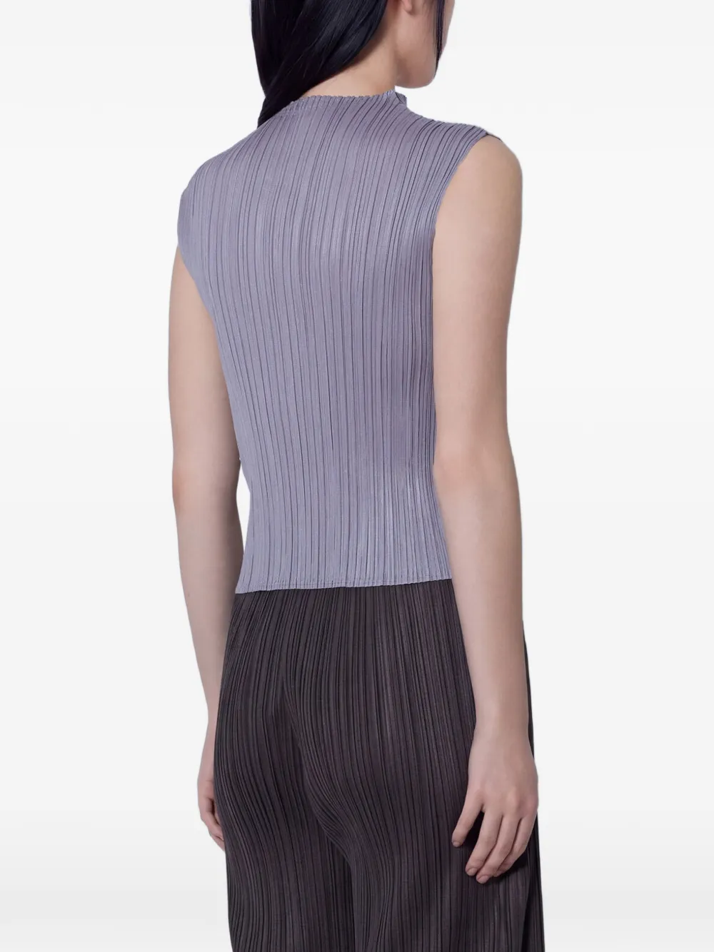 Pleats Please Issey Miyake pleated high-neck top Paars