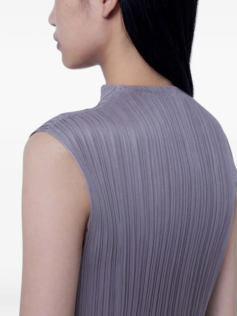 Pleats Please Issey Miyake pleated high-neck top Paars