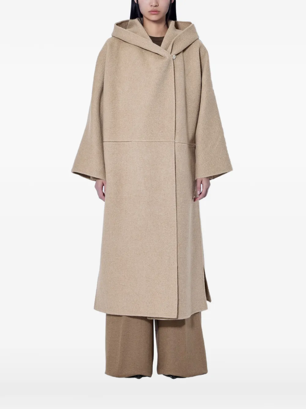 Max Mara hooded asymmetric coat - Nude