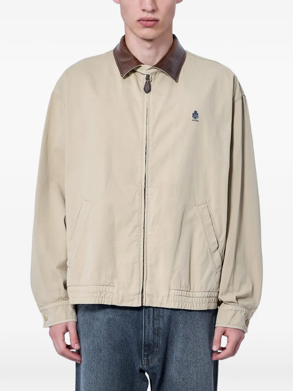 Prada cotton jacket with leather details - Nude