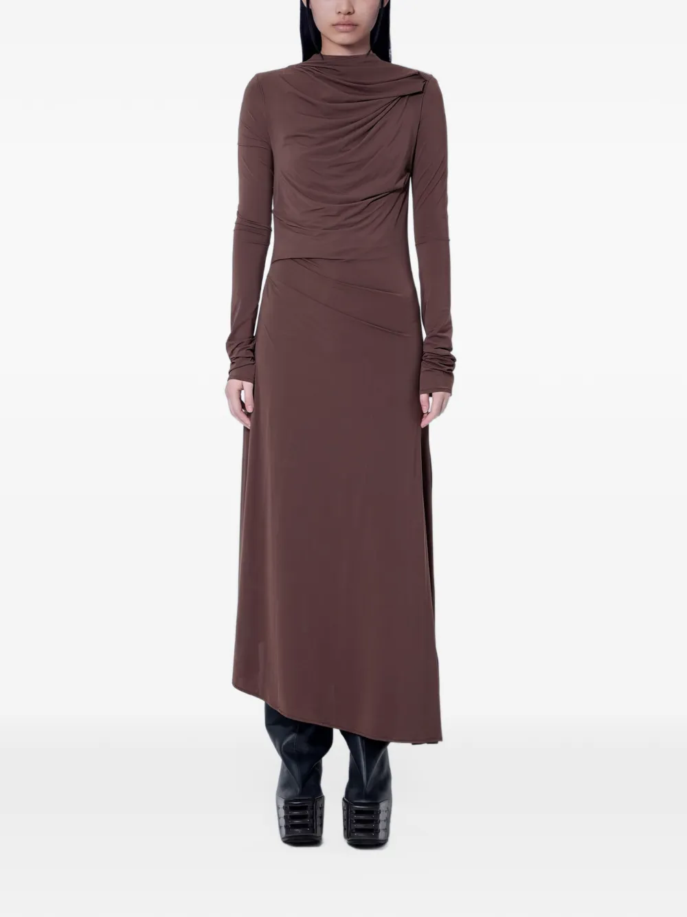 ENTIRE STUDIOS asymmetric draped-detail maxi dress Bruin