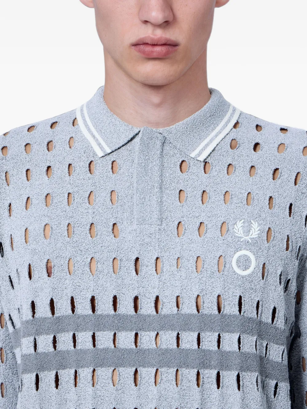 Fred Perry x Craig Green open-knit polo shirt Grijs