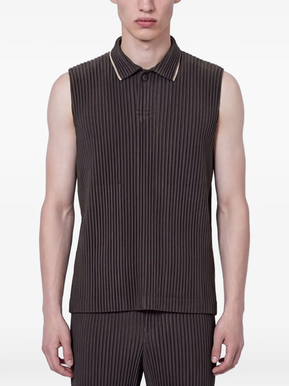 Homme Plissé Issey Miyake ribbed sleeveless top - Marrone