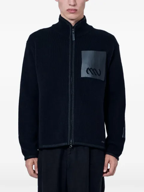 MOOS STUDIO logo-patch zip-up cardigan
