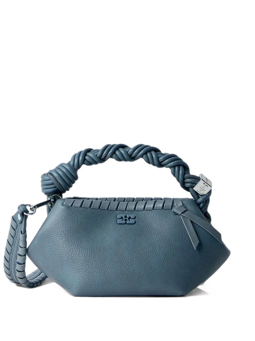 GANNI mini Bou Tressé faux-leather tote bag Blauw