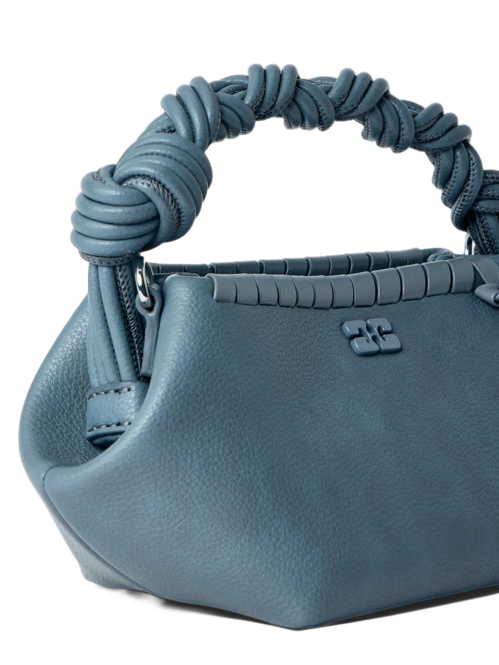 GANNI mini Bou Tressé faux-leather tote bag Blauw