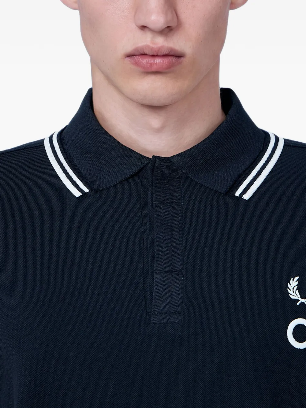 Fred Perry x Craig Green logo-embroidered tipped polo shirt Zwart