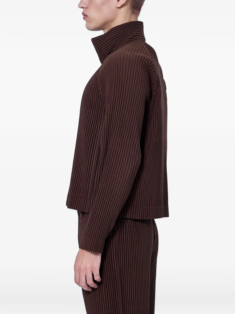 Homme Plissé Issey Miyake ribbed high-collar jacket Bruin