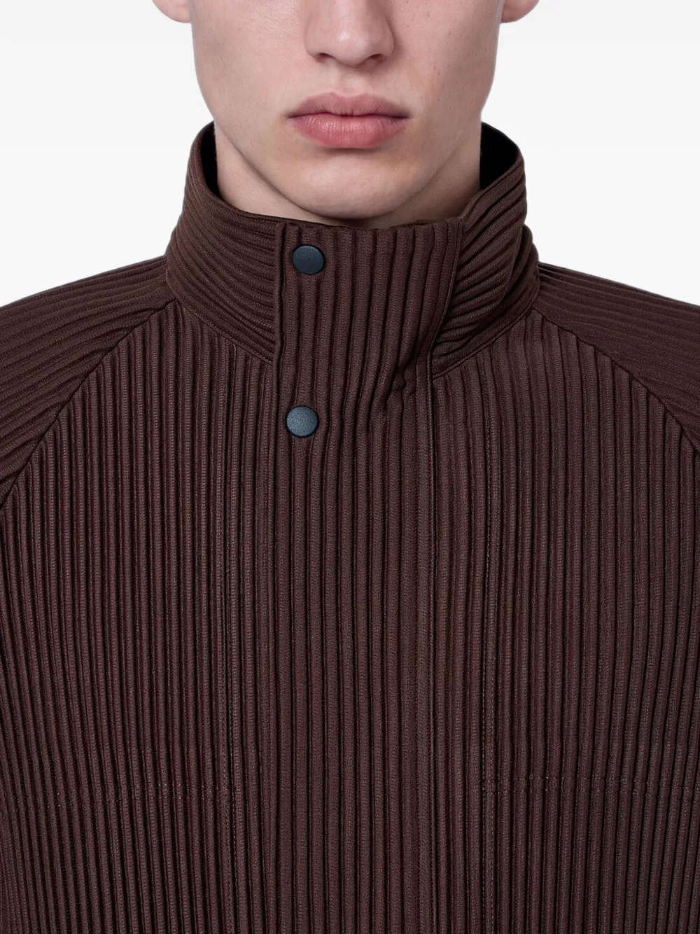 Homme Plissé Issey Miyake ribbed high-collar jacket Bruin