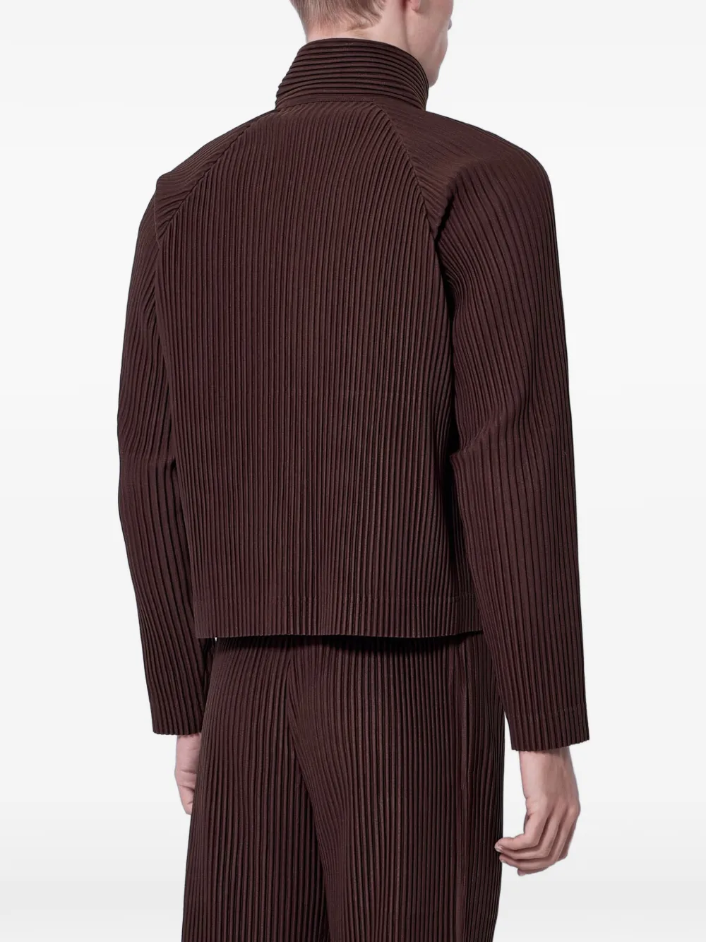 Homme Plissé Issey Miyake ribbed high-collar jacket Bruin