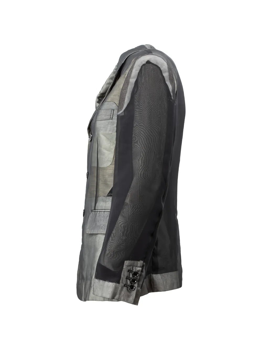 Comme Des Garçons mesh-overlay tailored jacket Grijs