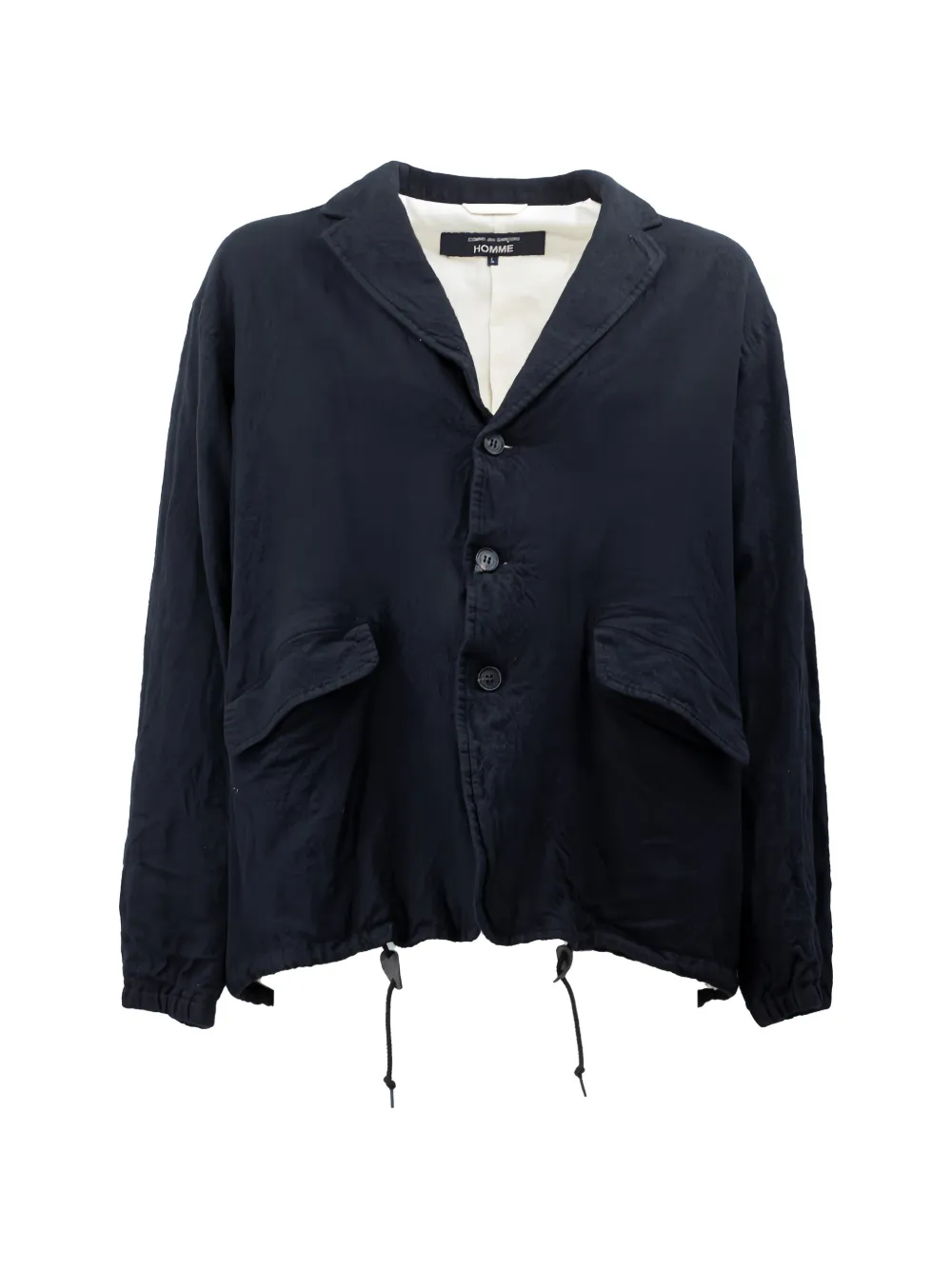 Comme des Garçons Homme crinkled-finish drawstring jacket Blauw