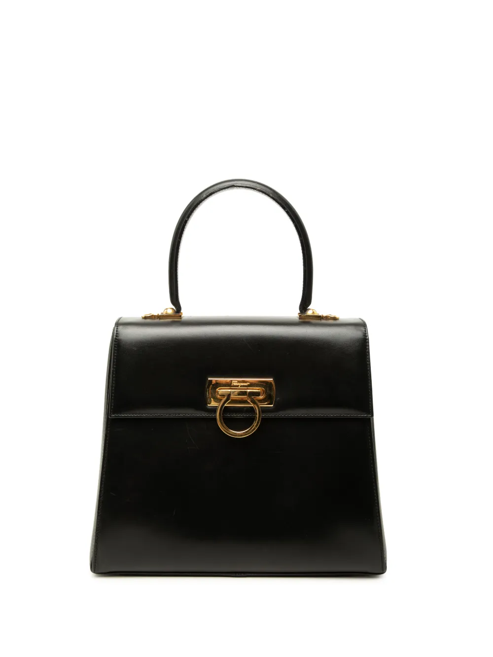 Ferragamo Pre-Owned 2000-2026 Smooth Calfskin Gancini Iconic Top Handle Bag satchel - Nero