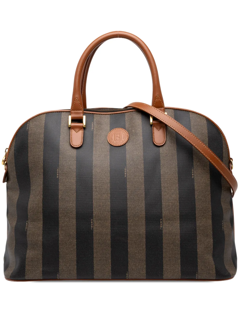 Fendi Pre-Owned 2010-2026 Pequin Coated Canvas Dome satchel - Braun