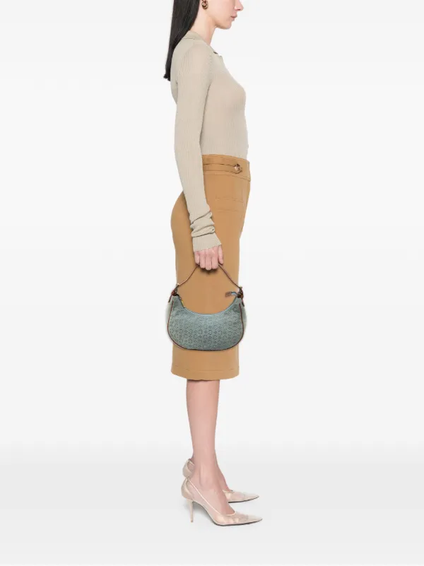 美品● セリーヌ ハンドバッグ マカダム スエード レザー カーキ Celine Pre-Owned 20th Century C マカダム スエード ショルダーバッグ