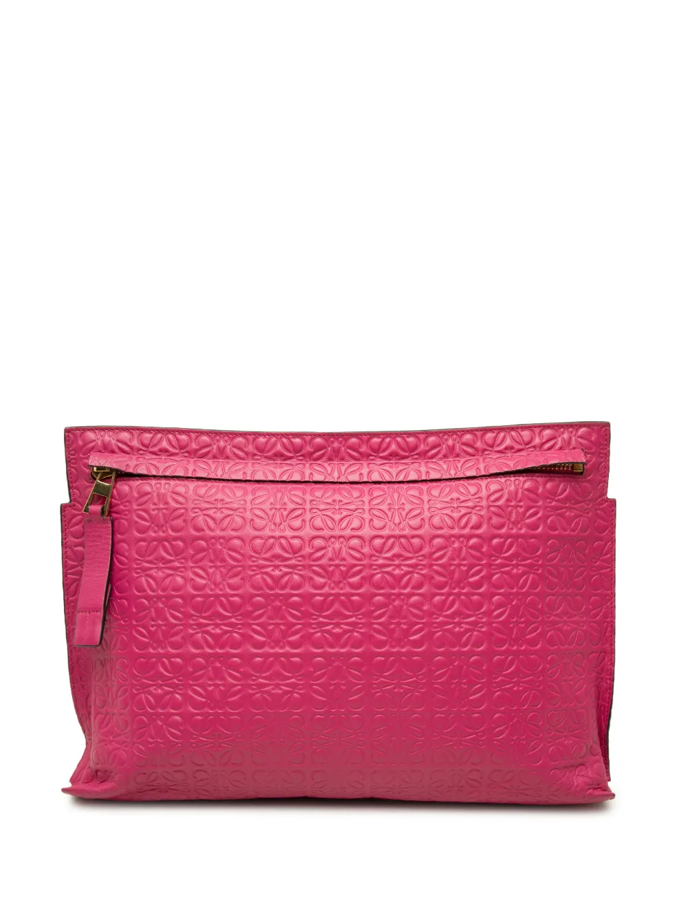 Loewe Pre-Owned 2016 Embossed Calfskin Anagram Repeat T Pouch clutch bag - Rosa