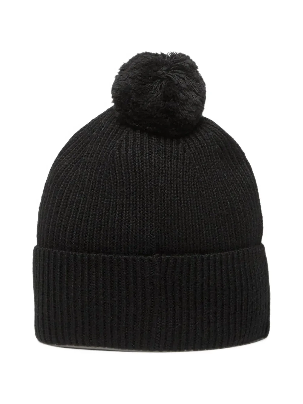 Ea7 Emporio Armani pom-pom ribbed beanie hat Zwart