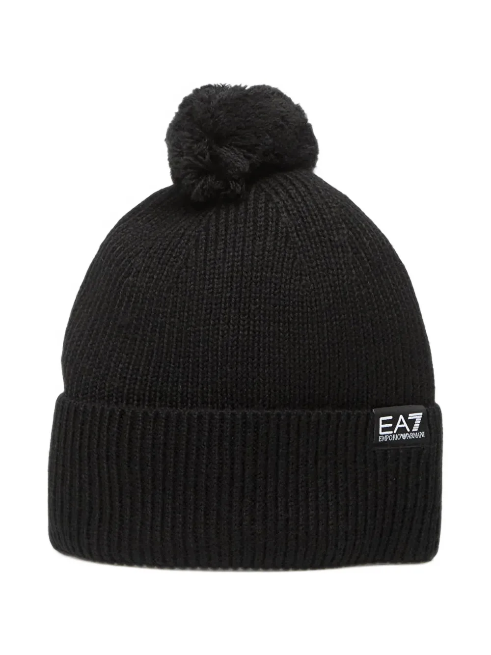 Ea7 Emporio Armani pom-pom ribbed beanie hat - Nero