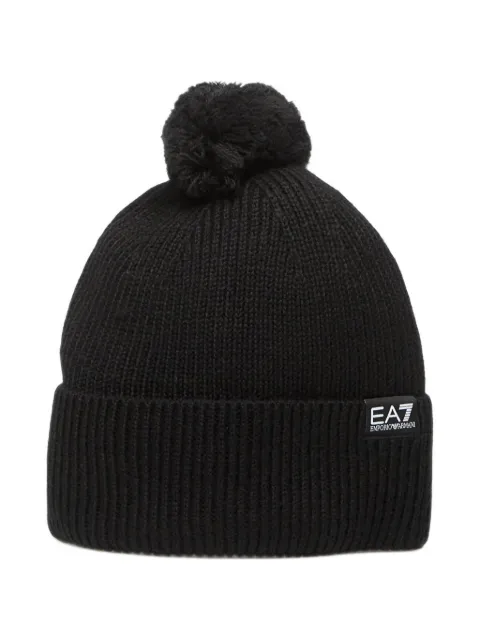 Ea7 Emporio Armani pom-pom ribbed beanie hat