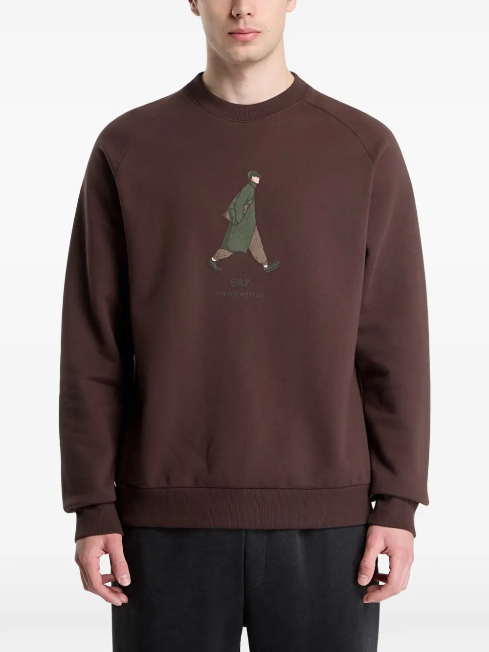Ea7 Emporio Armani graphic-print raglan-sleeve sweater Bruin