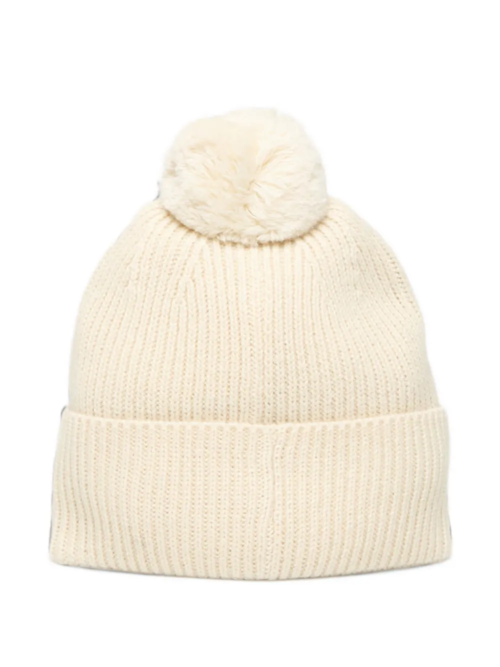 Ea7 Emporio Armani pom-pom logo-patch beanie hat Beige