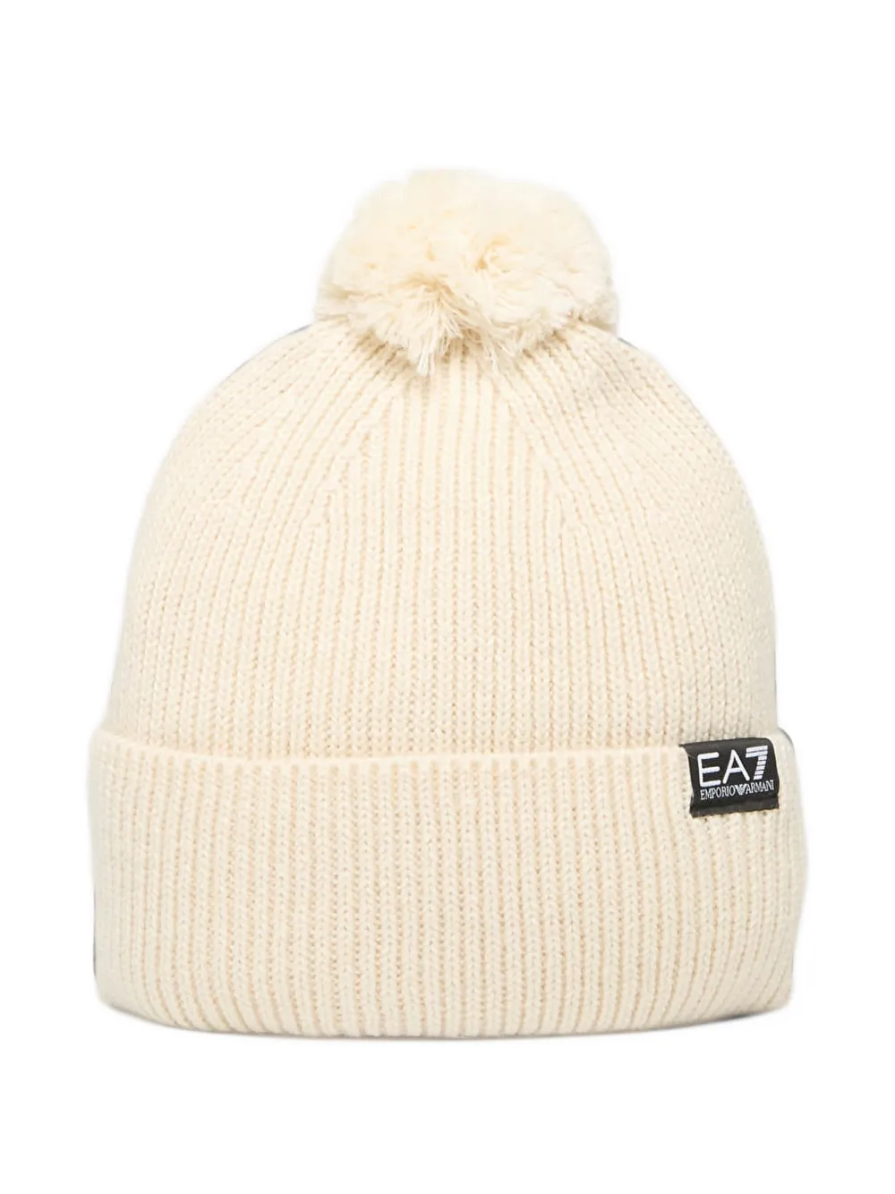 Ea7 Emporio Armani pom-pom logo-patch beanie hat - Toni neutri