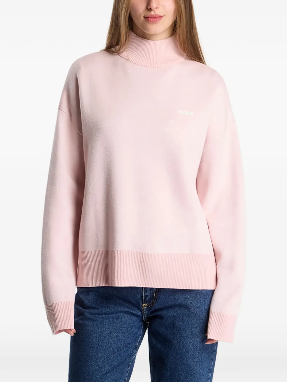 GUESS USA embroidery logo sweater Roze