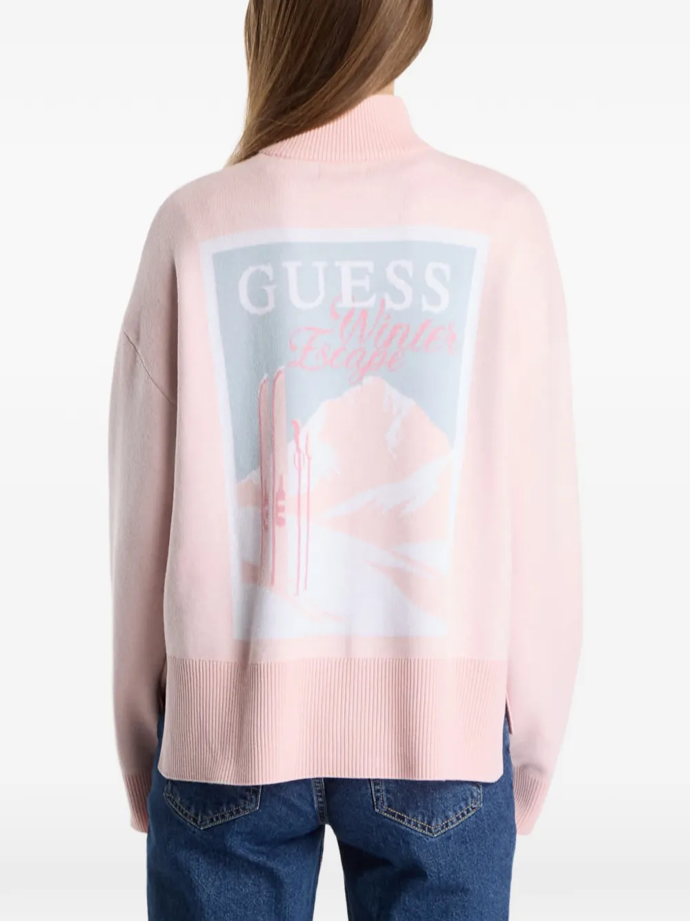 GUESS USA embroidery logo sweater Roze
