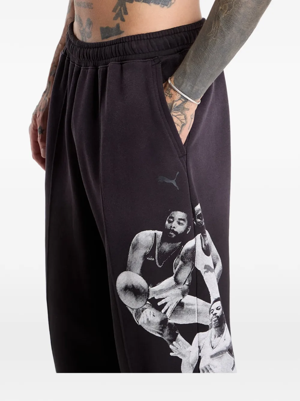 PUMA Memory Lane fleece basketball sweatpants Zwart