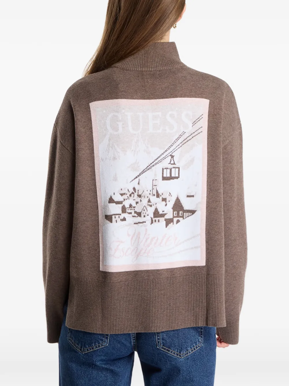 GUESS USA jacquard high-neck sweater Bruin