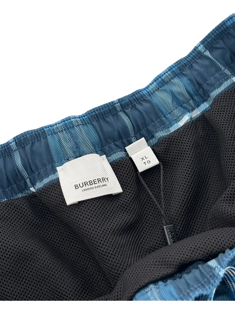 Burberry check-print swim shorts Blauw