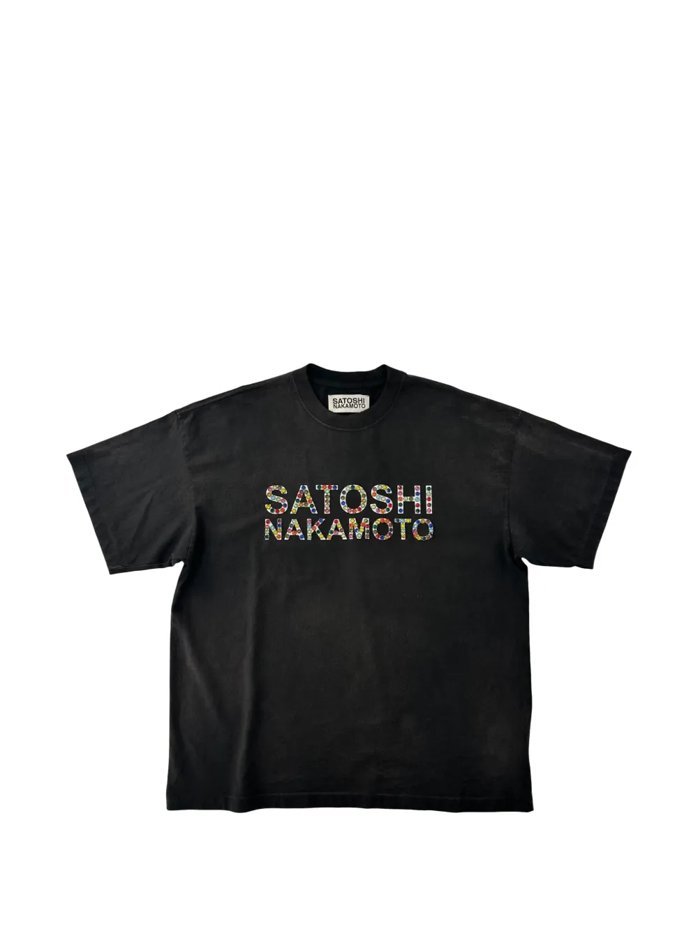 Satoshi Rhinestones SATOSHI NAKAMOTO studded-logo T-shirt | Black | FARFETCH ZA