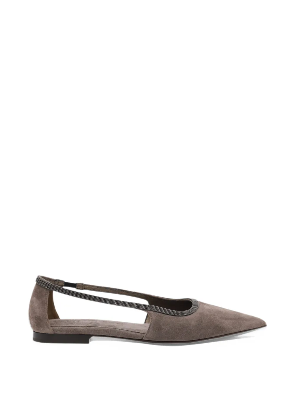 Brunello Cucinelli pointed-toe suede ballet flats - Gris