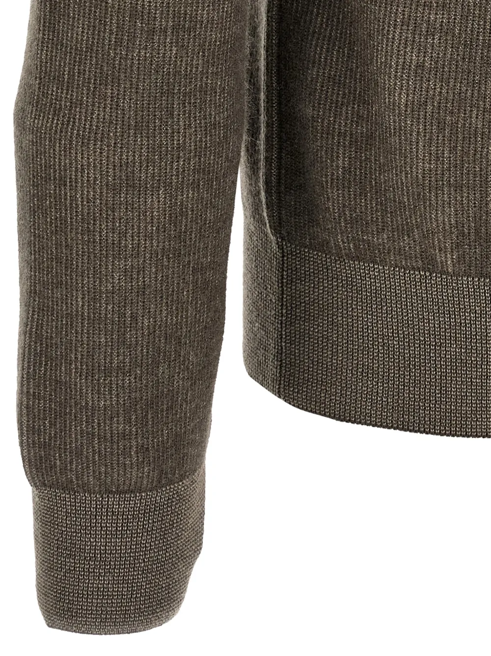 Brioni vanisé-knit half-zip sweater Bruin