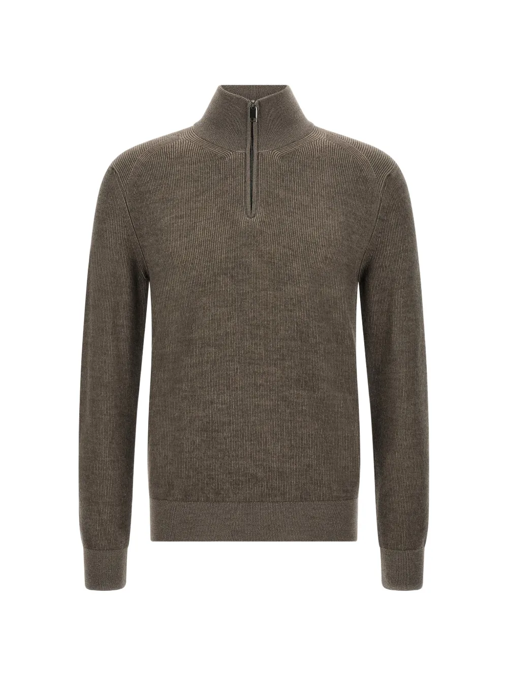 Brioni vanisé-knit half-zip sweater Bruin