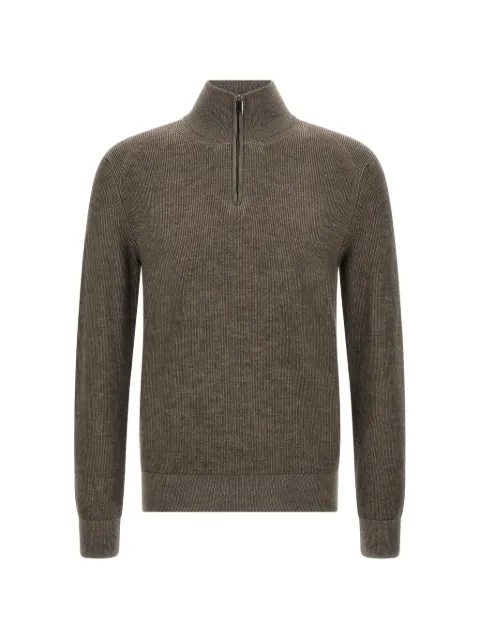 Brioni vanisé-knit half-zip sweater